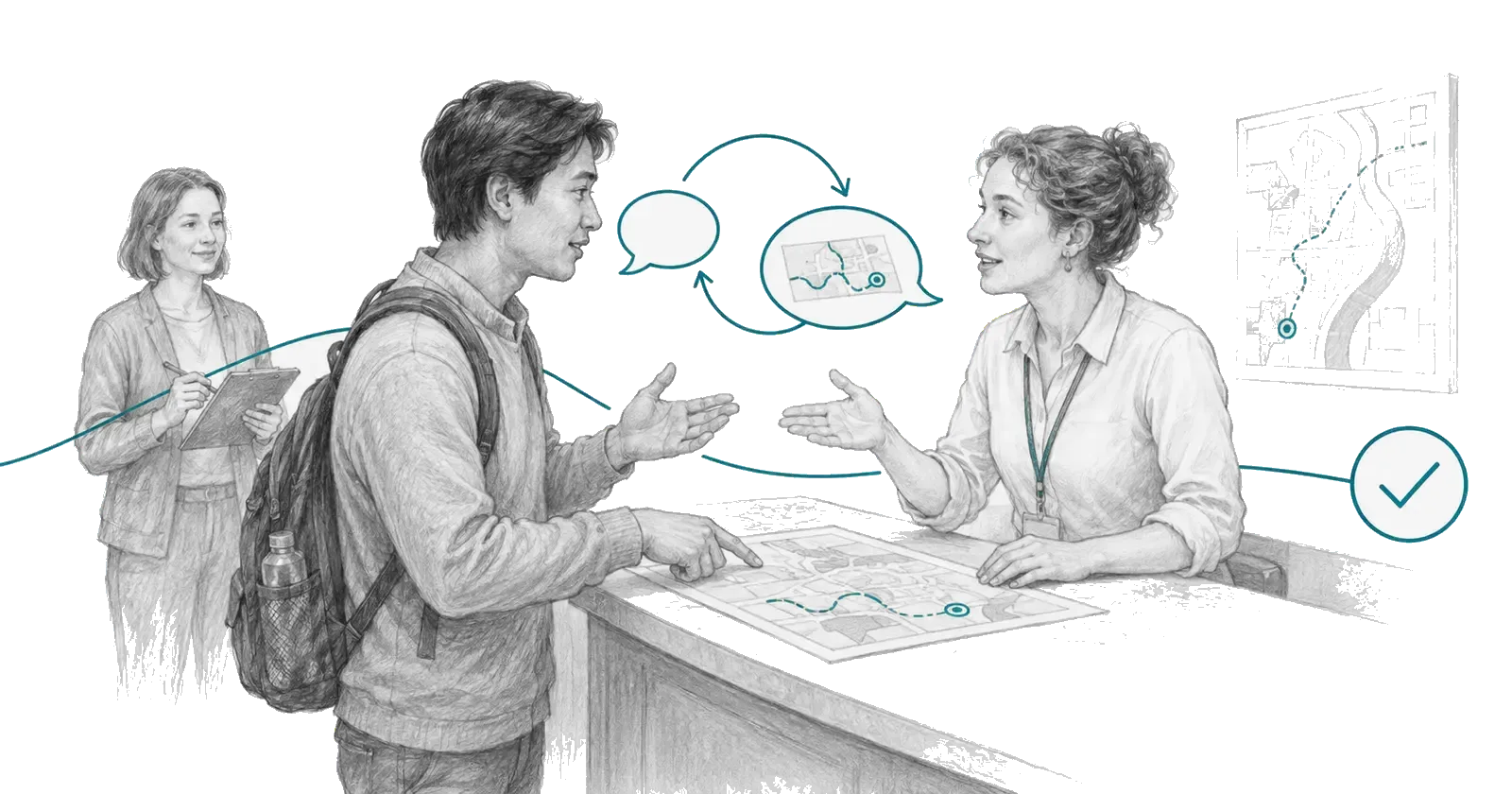 A language user completes a practical task through speech, gesture and shared visual context.